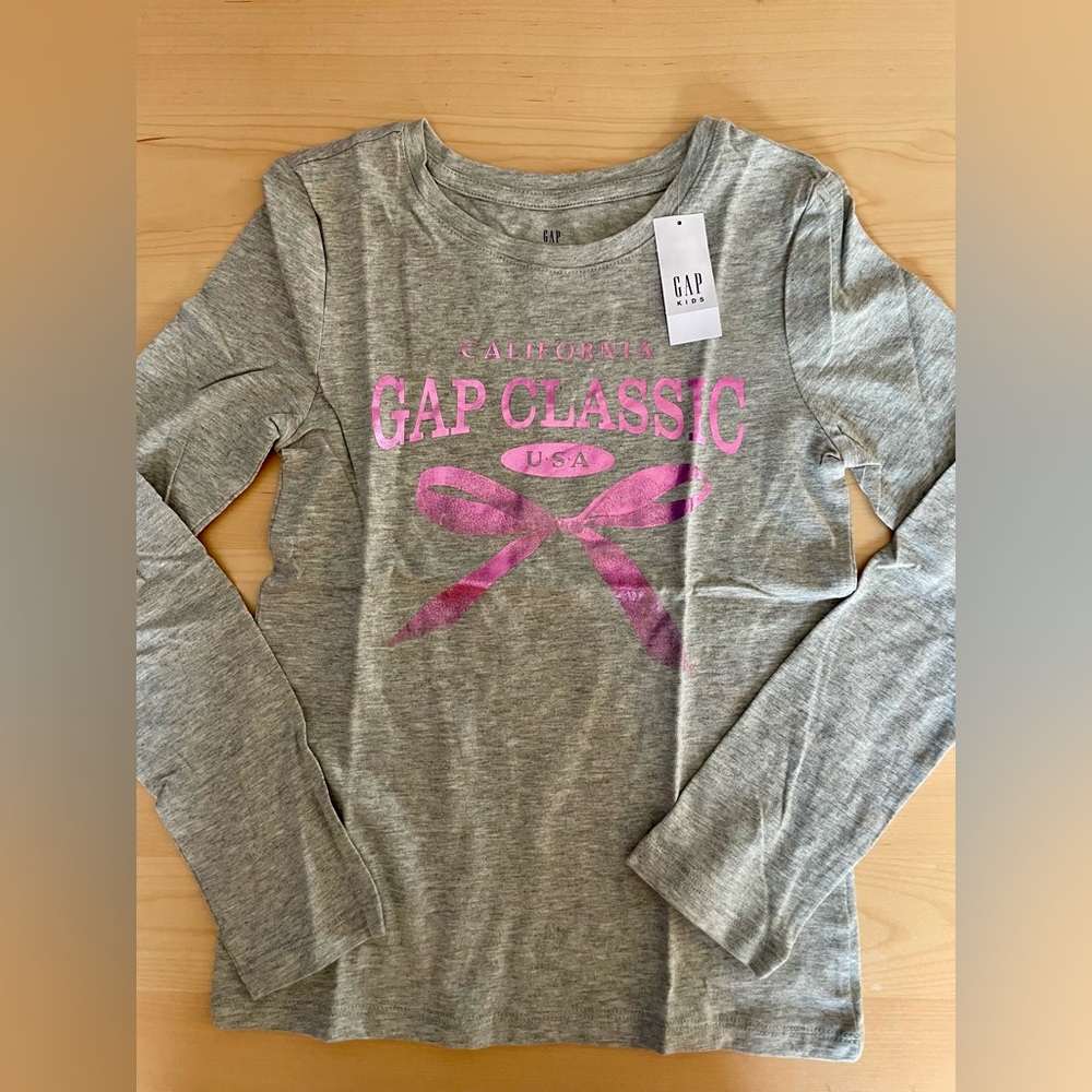 GAP Kids Long Sleeve Shirt in Gray and Pink